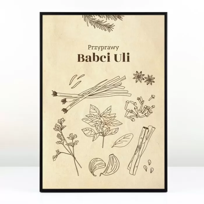Plakat personalizowany PRZYPRAWY - Prezent dla babci