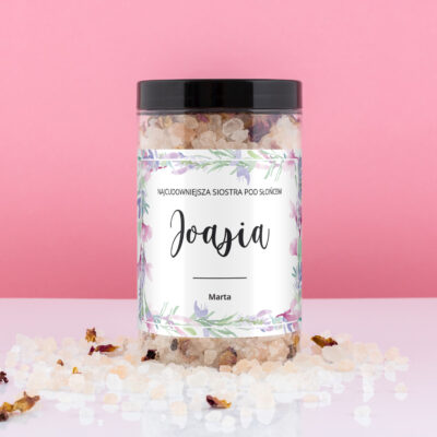 Sól do kąpieli personalizowana NAJCUDOWNIEJSZA SIOSTRA POD SŁOŃCEM - Prezent dla siostry