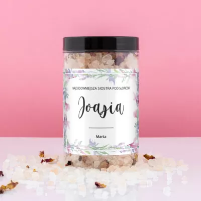Sól do kąpieli personalizowana NAJCUDOWNIEJSZA SIOSTRA POD SŁOŃCEM - Prezent dla siostry