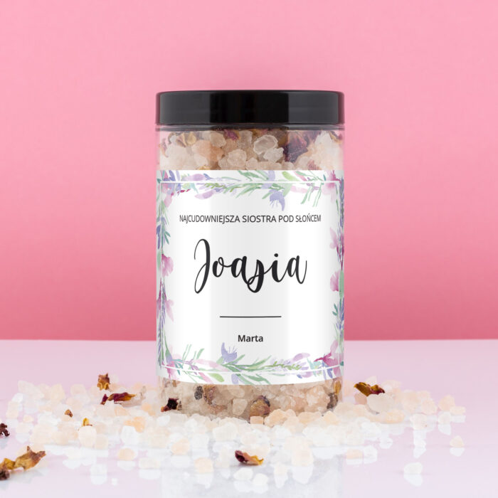Sól do kąpieli personalizowana NAJCUDOWNIEJSZA SIOSTRA POD SŁOŃCEM - Prezent dla siostry