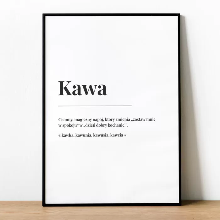 Plakat z definicją kawy