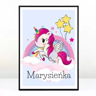 Personalizowany plakat dla dziecka - Jednorożec