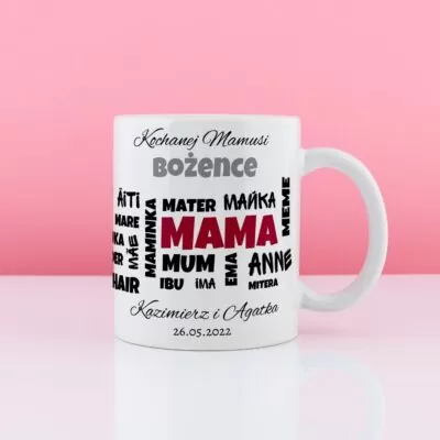 Kubek MAMA W WIELU JĘZYKACH - prezent na dzień mamy
