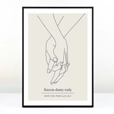 Plakat personalizowany DŁONIE - prezent dla pary