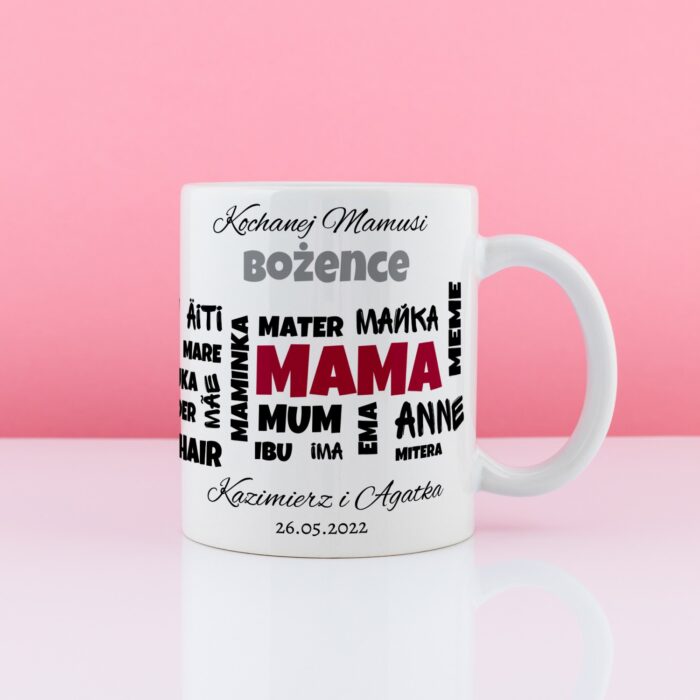 Kubek MAMA W WIELU JĘZYKACH - prezent na dzień mamy