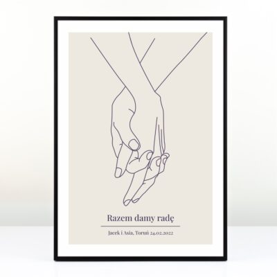 Plakat personalizowany DŁONIE - prezent dla pary