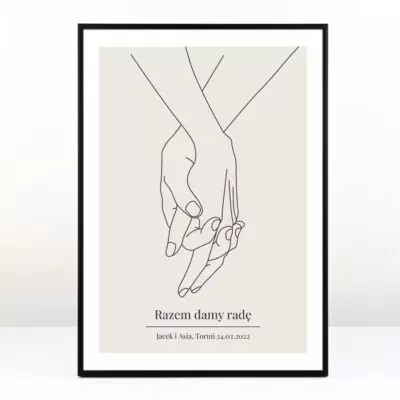 Plakat personalizowany DŁONIE - prezent dla pary