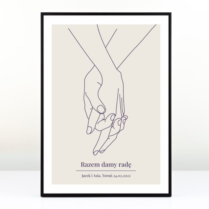 Plakat personalizowany DŁONIE - prezent dla pary