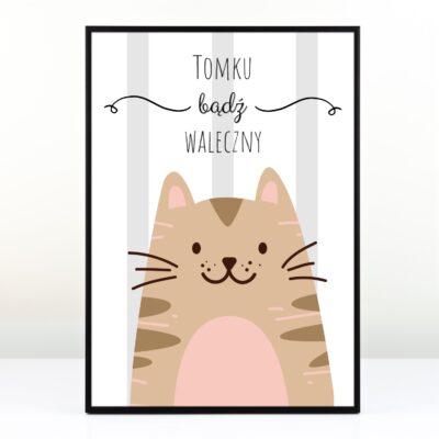 Plakat waleczny kot PREZENT DLA CHŁOPCA