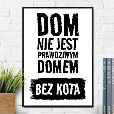 Plakat DOM BEZ KOTA, prezent dla kociary