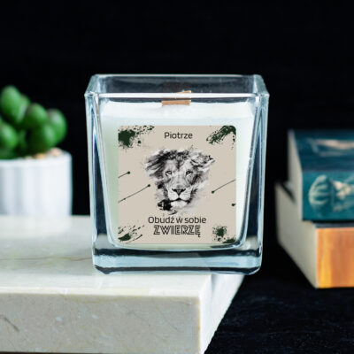 Świeca OBUDŹ W SOBIE ZWIERZĘ, prezent dla chłopaka