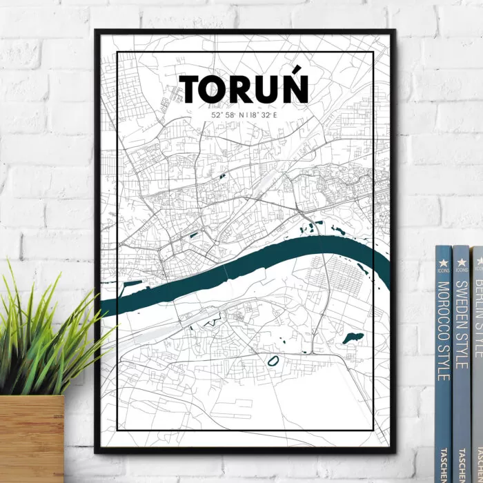 Pllakat z mapą Torunia