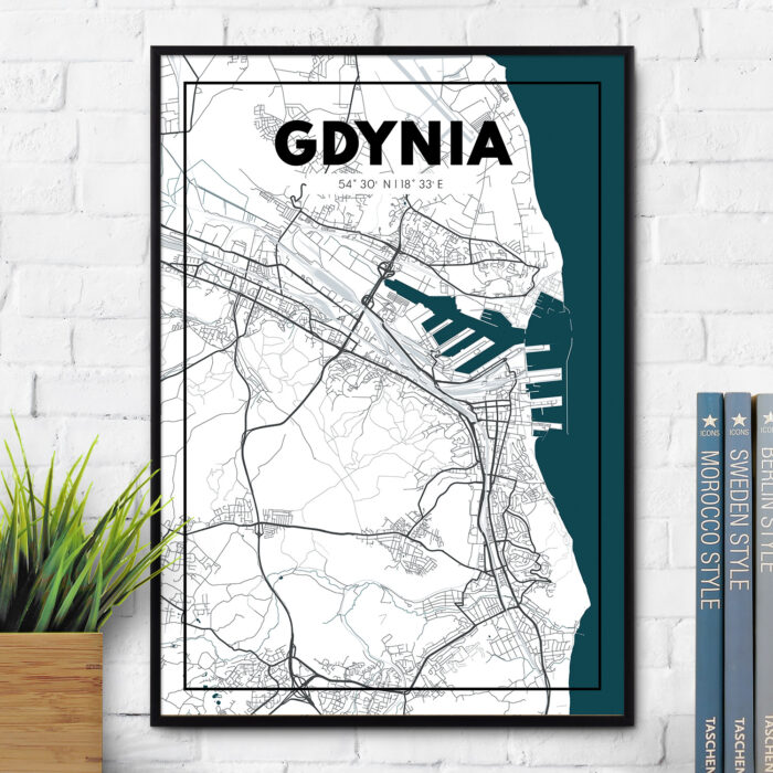 Plakat z mapą Gdyni