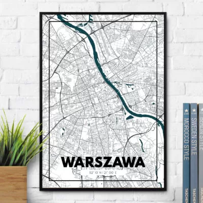 Plakat z mapą Warszawy