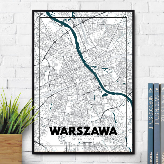 Plakat z mapą Warszawy