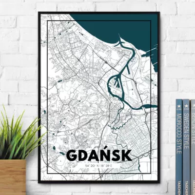 Plakat z mapą Gdańska