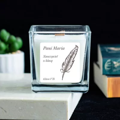Prezent dla nauczyciela, świeca z nadrukiem