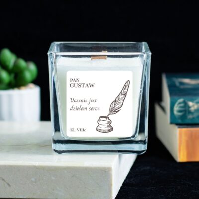 Świeca personalizowana, prezent na dzień nauczyciela.