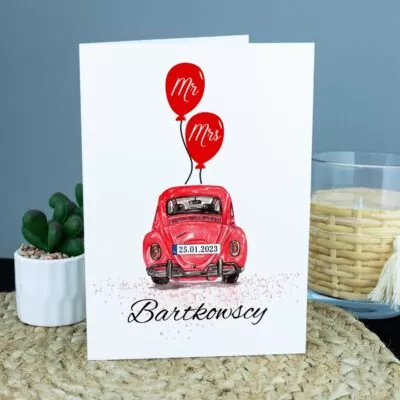 Personalizowana kartka z okazji ślubu, Nowożeńcy.