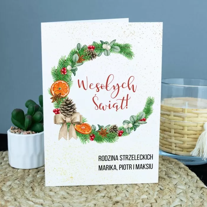 Personalizowana kartka świąteczna, wesołych świąt.