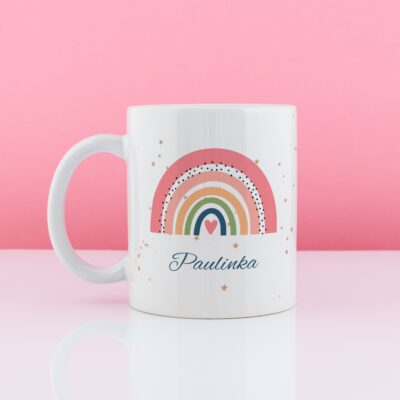 Personalizowany kubek z nadrukiem dla dziewczynki, tęcza.