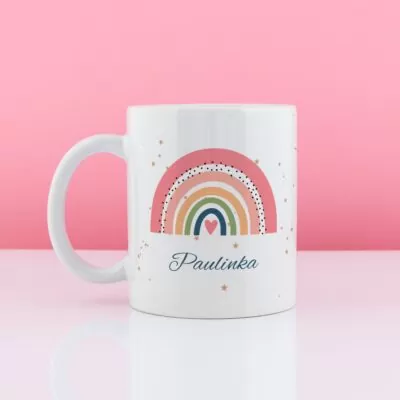 Personalizowany kubek z nadrukiem dla dziewczynki, tęcza.