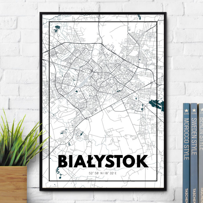 MAPA MIASTA BIAŁYSTOK, prezent na urodziny lub parapetówkę.