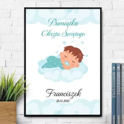 Pamiątka Chrztu Świętego dla chłopca, personalizowany.