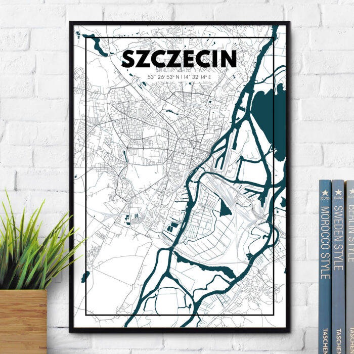 Mapa miasta - Szczecin. Mapa miasta na prezent.