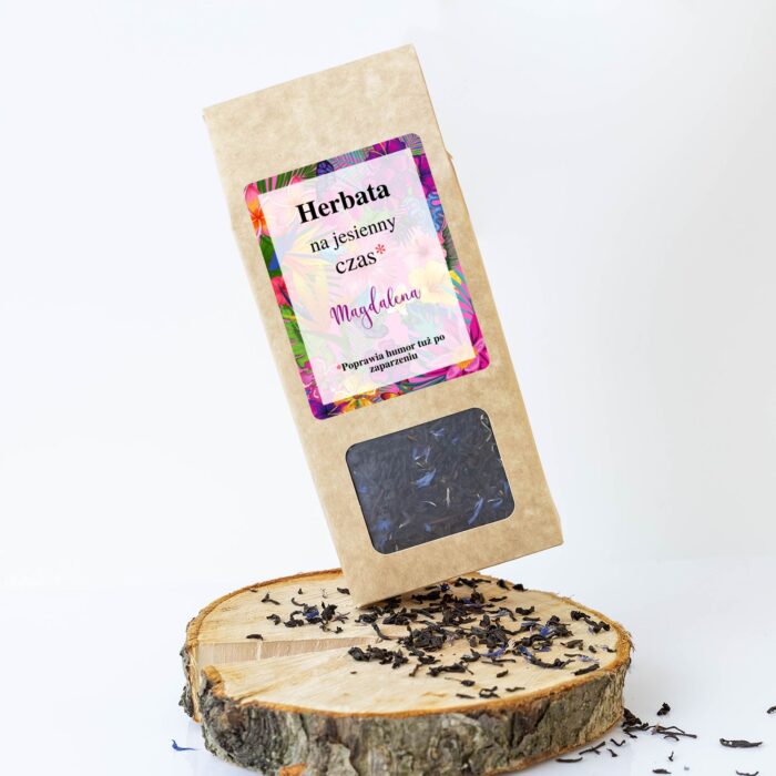 Personalizowana herbata z bławatkiem, prezent na jesienny czas.