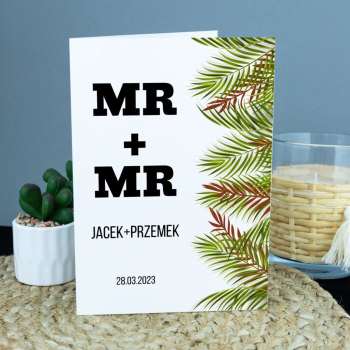 Personalizowana kartka na rocznicę związku partnerskiego dla mężczyzn.