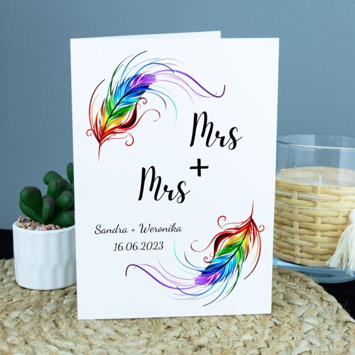 Personalizowana kartka na rocznicę związku partenrskiego dla kobiet.