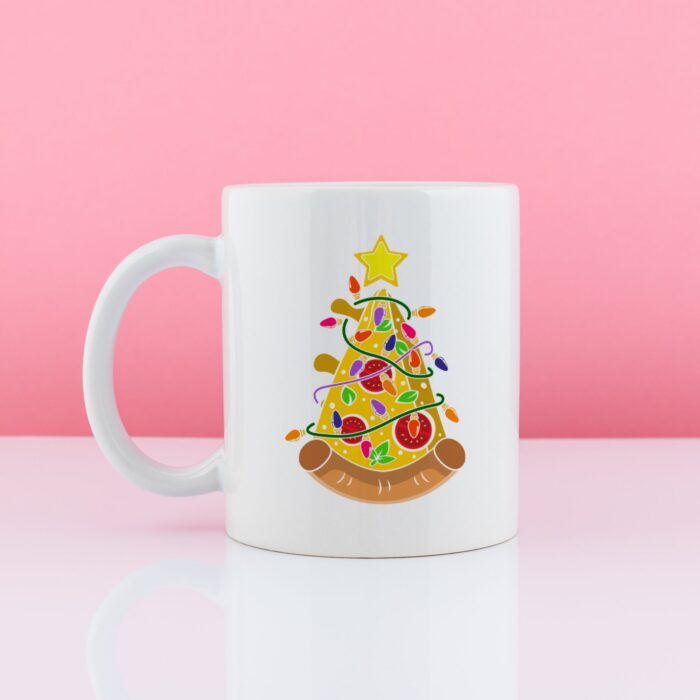 Śmieszny kubek z nadrukiem pod choinkę, pizza.