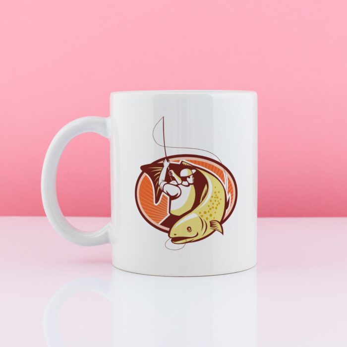 Kubek z nadrukiem: wędkarz z krwi i ości. Prezent dla wędkarza.