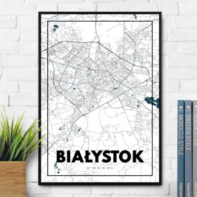 MAPA MIASTA BIAŁYSTOK, prezent na urodziny lub parapetówkę.