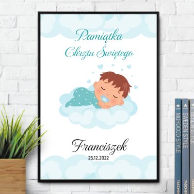 Pamiątka Chrztu Świętego dla chłopca, personalizowany.