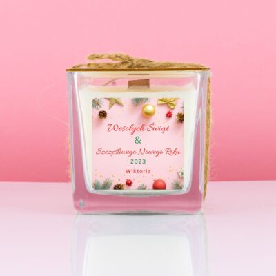 Świeca zapachowa na święta, personalizowane życzenia.
