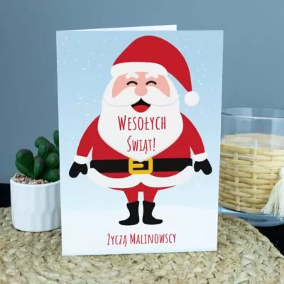 Personalizowana kartka na Święta Mikołaj.