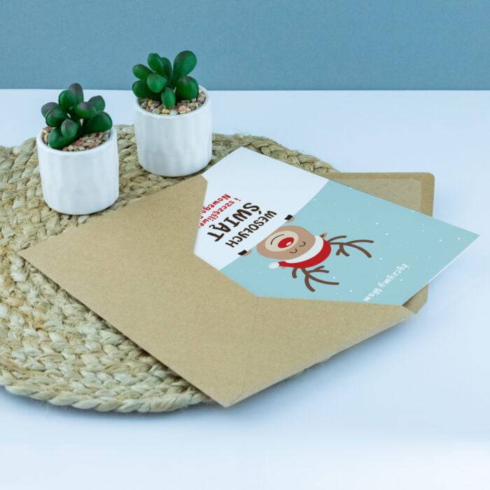 Kartka świąteczna w kopercie, RENIFER.