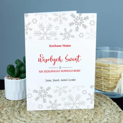 Personalizowana kartka na święta ŚNIEŻYNKA