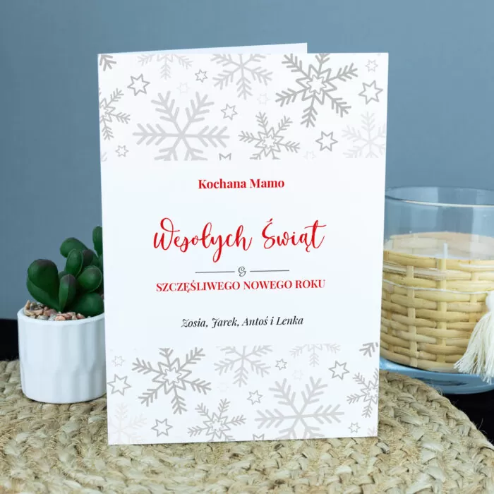 Personalizowana kartka na święta ŚNIEŻYNKA