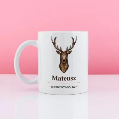Kubek dla myśliwego, personalizowany prezent na urodziny.