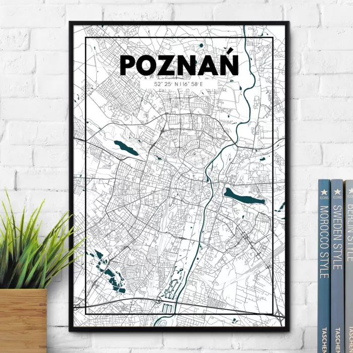 Plakat z mapą Poznania