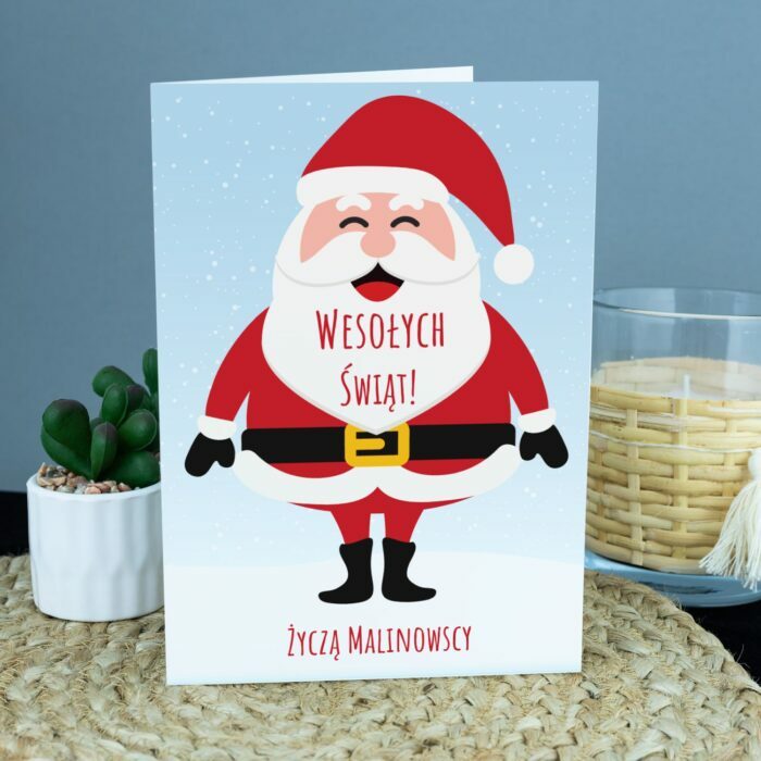Personalizowana kartka na Święta Mikołaj.