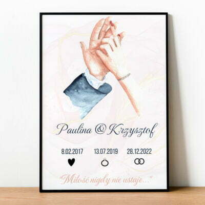 Personalizowany plakat, prezent dla pary na ślub i rocznicę.