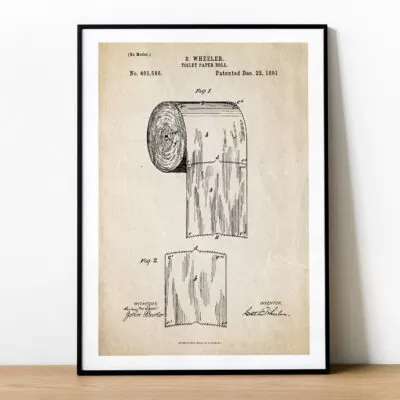 Plakat z patentem na papier toaletowy