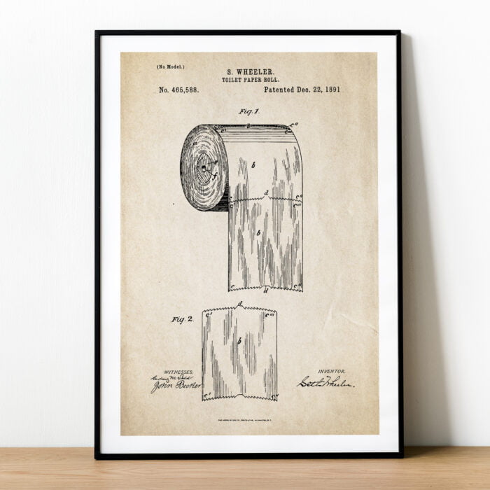 Plakat z patentem na papier toaletowy