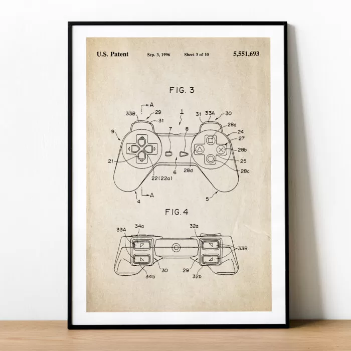 Plakat z patentem na pada Playstation