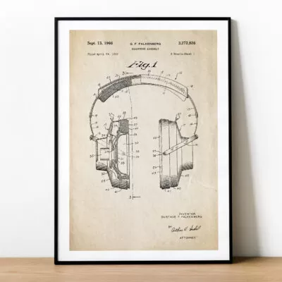 Plakat z patentem na słuchawki