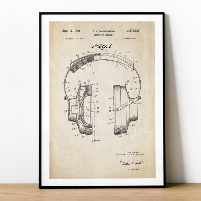 Plakat z patentem na słuchawki